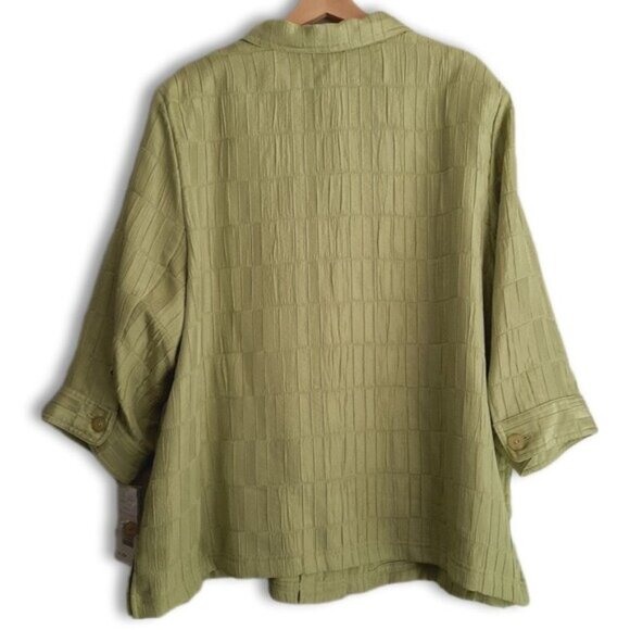 CARROLL REED Textured Crinkled Stitched Button Down Blazer Jacket Green Sz 22 W - Picture 7 of 12
